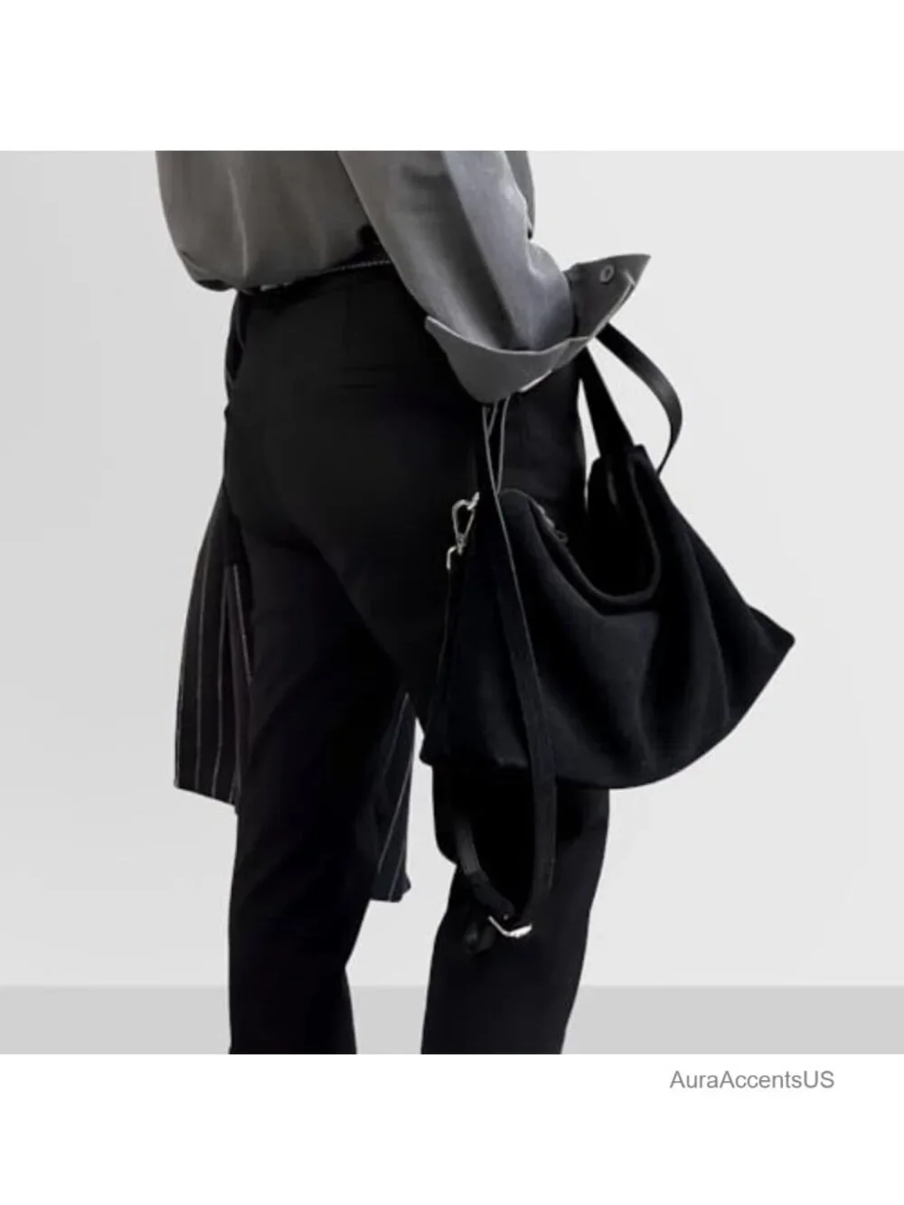 Suede Leather Tote Bag with Crossbody Strap Hobo Satchel Purse